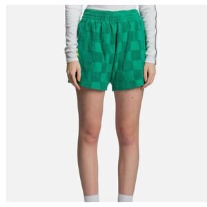 MELODY EHSANI Estelle Terrycloth Check Lounge Short in Kelly Green Lounge XXL
